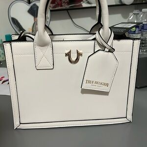 White True Religion Purse Tote